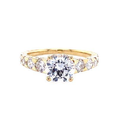 14 Karat Yellow Gold Side Stone Round Shape Engagement Ring 29478