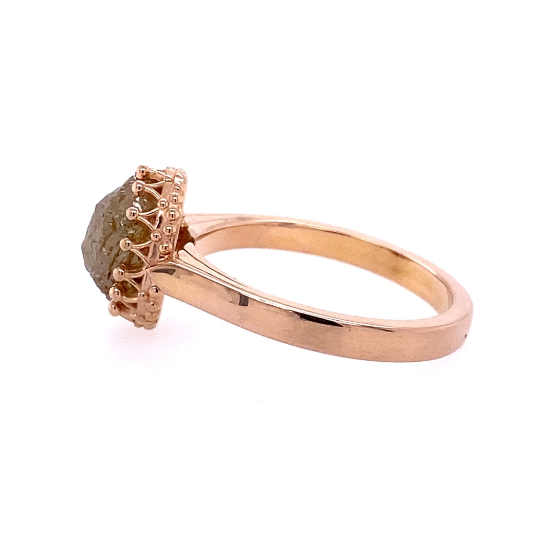 Beeghly & Co. 14 Karat Rose Gold Solitaire Organic Diamond Engagement Ring ONE-OF-A-KIND