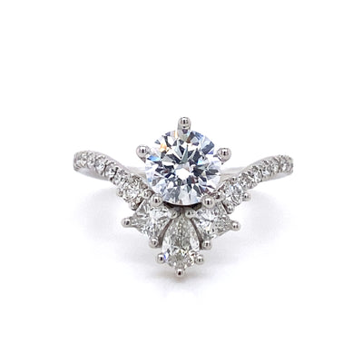 Gabriel & Co. 14 Karat White Gold Side Stones Round Diamond Engagement Ring ER15798R4W44JJ