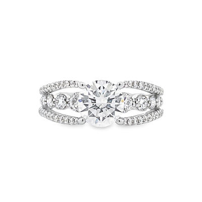 Simon G Jewelry 18 Karat White Gold Side Stones Round Diamond Engagement Ring MR2248-D