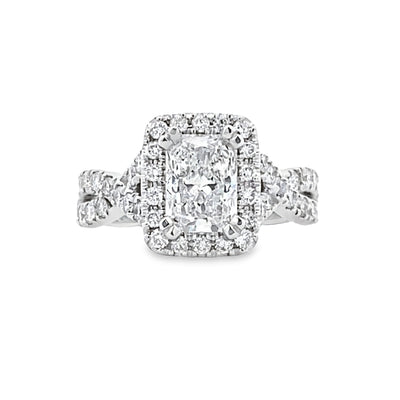Beeghly & Co. 14 Karat White Gold Halo Radiant Lab-Grown and Natural Diamond Engagement Ring