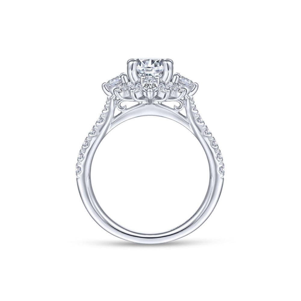 Gabriel & Co. 14 Karat White Gold Halo Round Shape Engagement Ring ER14450R4W44JJ