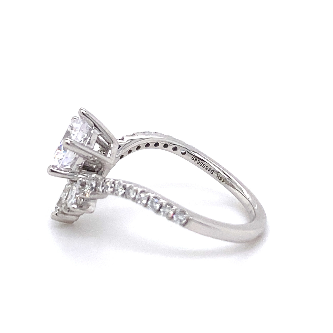 Gabriel & Co. 14 Karat White Gold Side Stones Round Diamond Engagement Ring ER15798R4W44JJ
