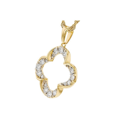 Allison Kaufman Co. 14 Karat Yellow Gold Clover Leaf Diamond Pendant N8430