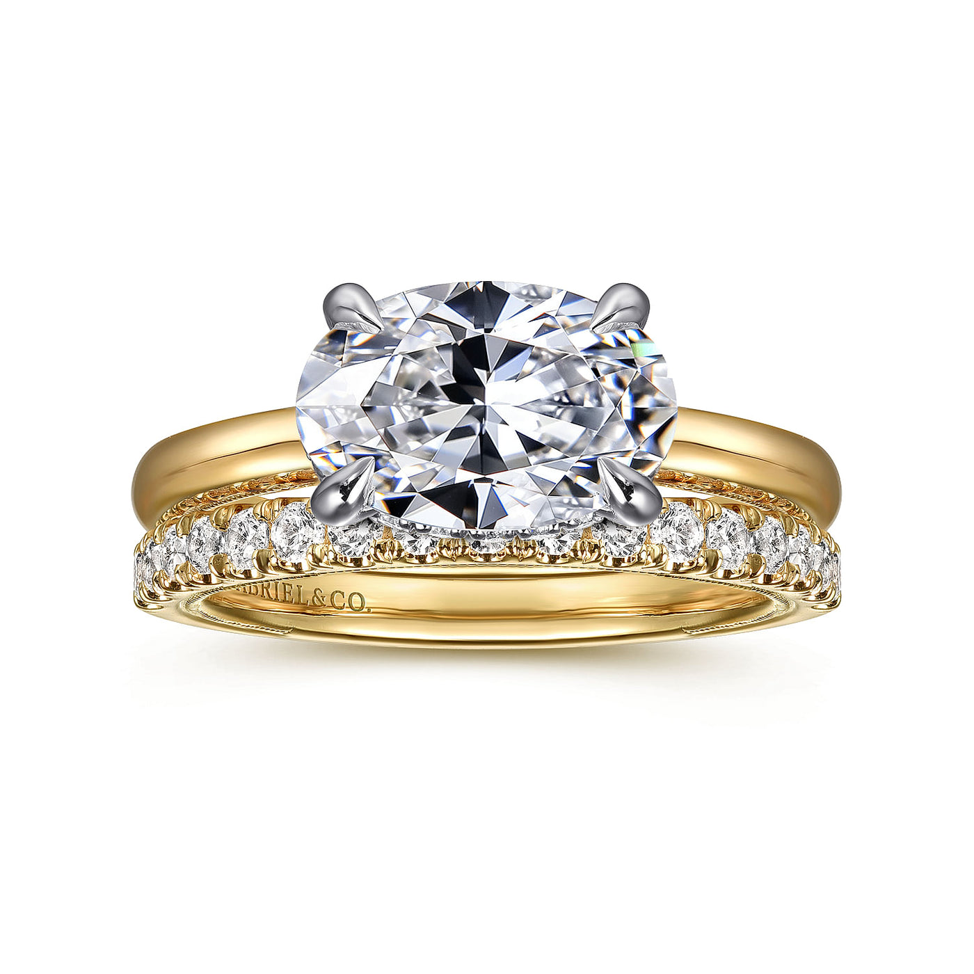 Gabriel & Co. 14 Karat Two-Tone Halo Oval Diamond Engagement Ring ER16476O8M44JJ.CSCZ
