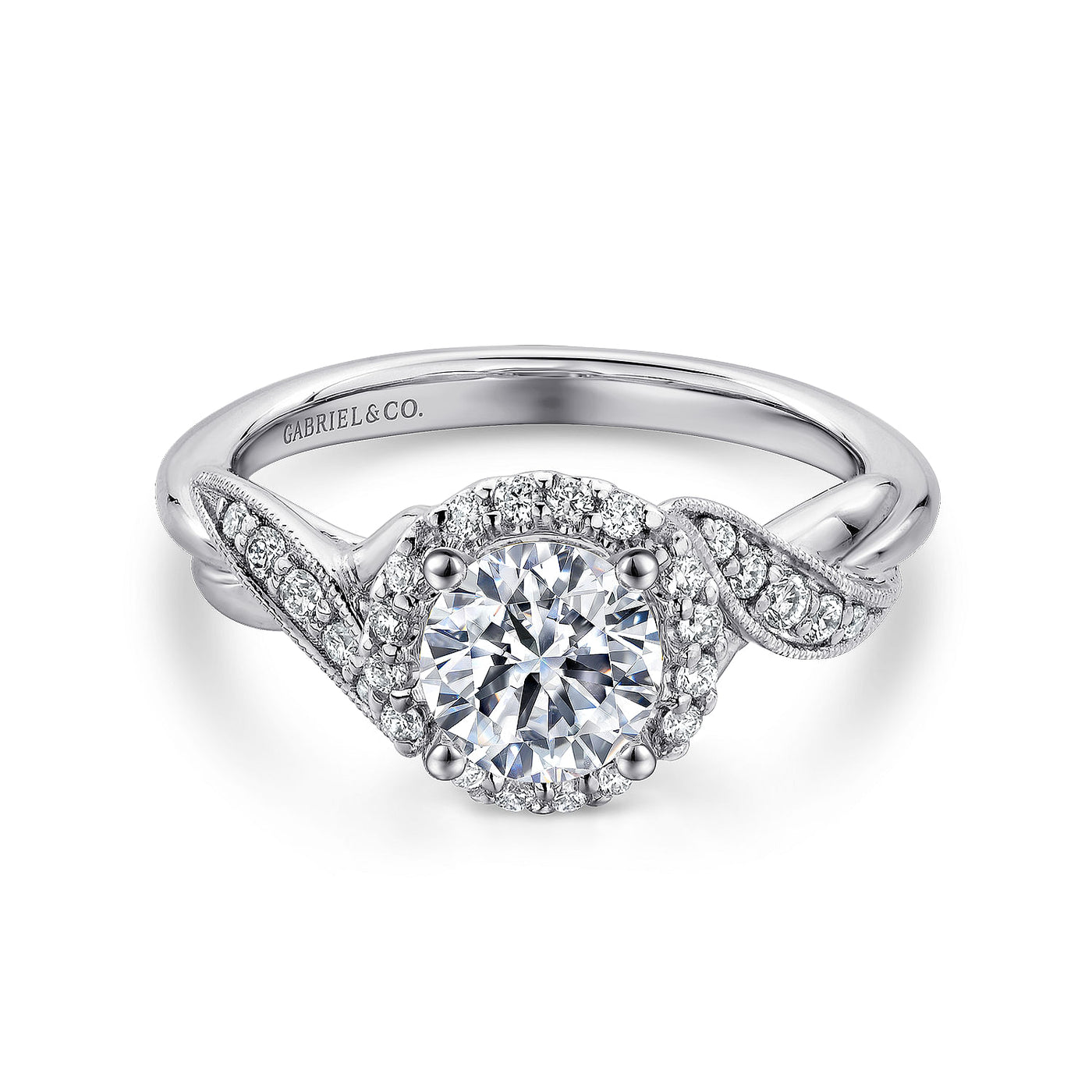 Gabriel & Co. 14 Karat White Gold Halo Round Diamond Engagement Ring ER11828R4W44JJ.CSCZ