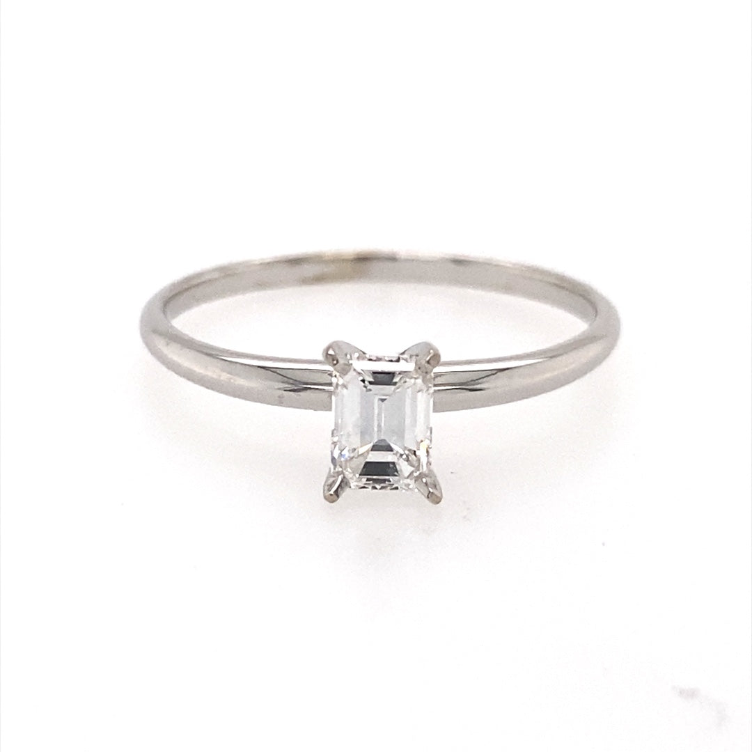 Beeghly & Co. 14 Karat White Gold Solitaire Emerald Cut Diamond Engagement Ring  BCR-AS-.46EM
