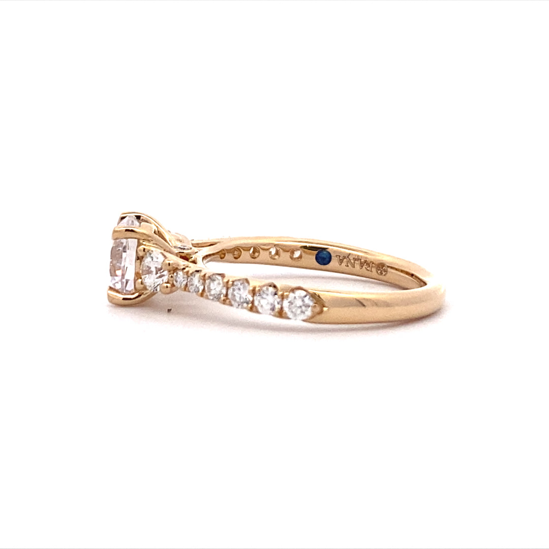 FANA 14 Karat Yellow Gold 3 Stone Diamond Engagement Ring S3921/YG
