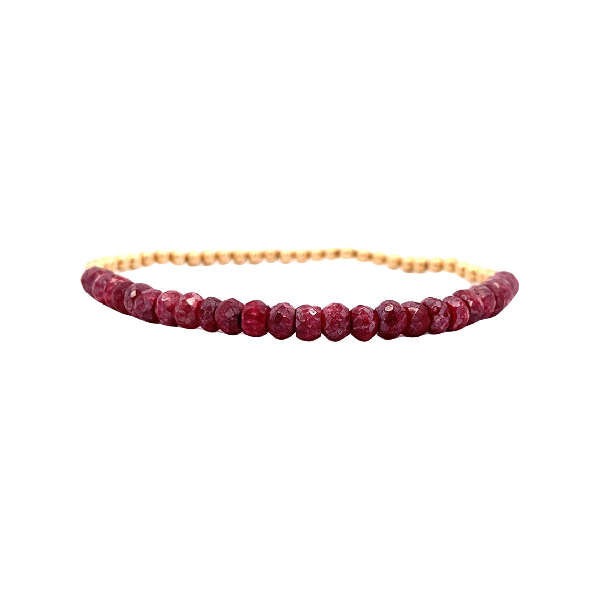 Karen Lazar Stretch 3mm Yellow Gold Filled and Ruby Bracelet Size 6.25