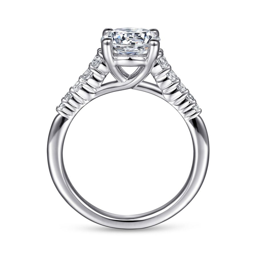 Gabriel & Co. 14 Karat White Gold Side Stones Round Diamond Engagement Ring ER11755R6W44JJ