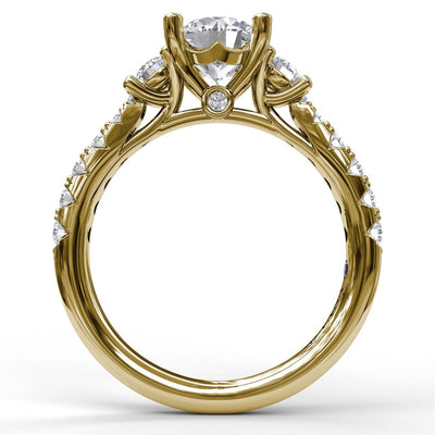 FANA 14 Karat Yellow Gold 3 Stone Diamond Engagement Ring S3921/YG