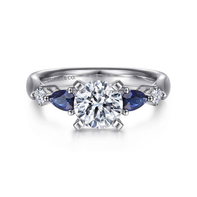 Gabriel & Co. 14 Karat White Gold Side Stones Pear Diamond Engagement Ring ER6002W44SA