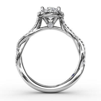 FANA 14 Karat White Gold Halo Round Shape Engagement Rings S3111/WG