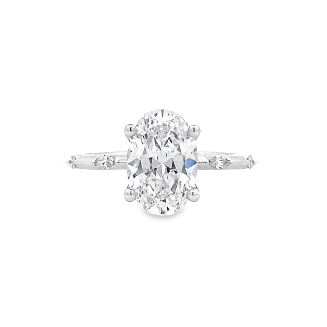 FANA 14 Karat White Gold Side Stones Diamond Engagement Ring 4094/WG 2.0CT OV