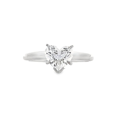 Beeghly & Co. 14 Karat White Gold Solitaire Heart Shape Diamond Engagement Ring 1.01 HRT GIA