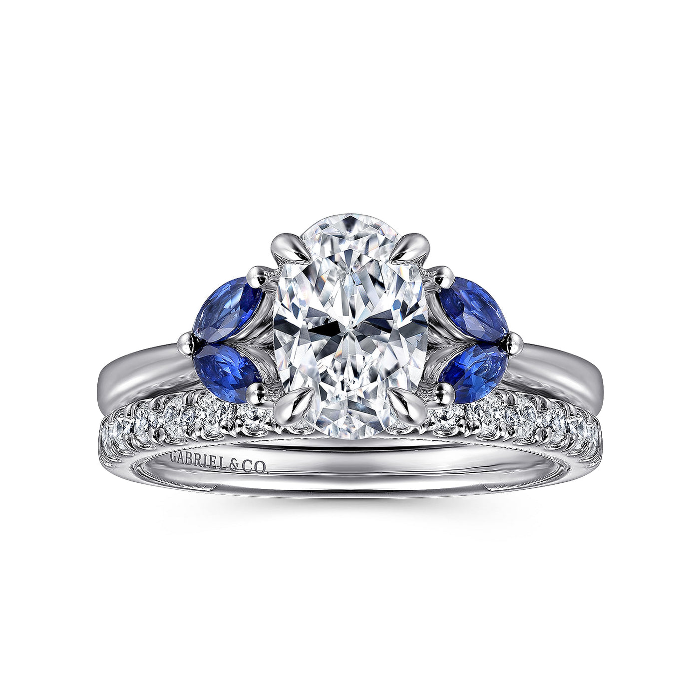 Gabriel & Co. 14 Karat White Gold Side Stones Marquise Diamond Engagement Ring ER16244O6W44SA