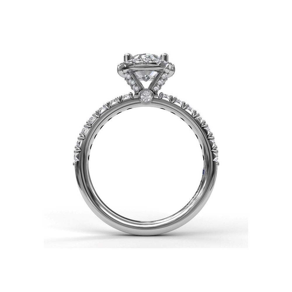 FANA 14 Karat White Gold Halo Round Shape Engagement Rings S3838/WG