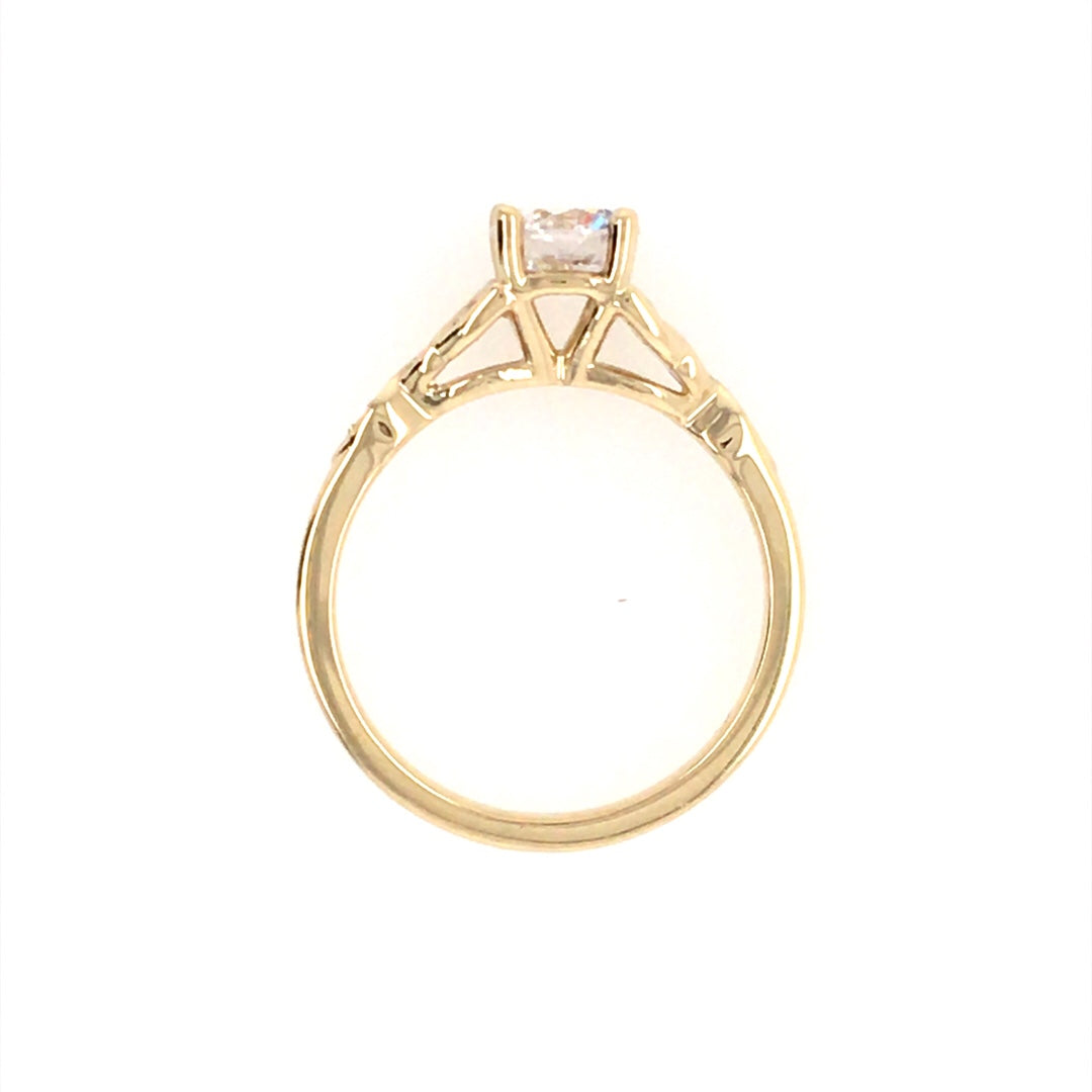 14 Karat Yellow Gold Side Stones Round Shape Engagement Ring 124181:605:P