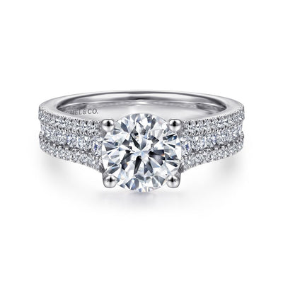 Gabriel & Co. 14 Karat White Gold Side Stones Round Diamond Engagement Ring er14890R6W44JJ