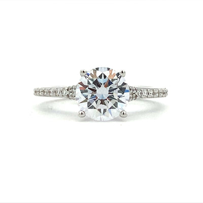 Simon G Jewelry 18 Karat White Gold Side Stones Round Diamond Engagement Ring LR2507-RD