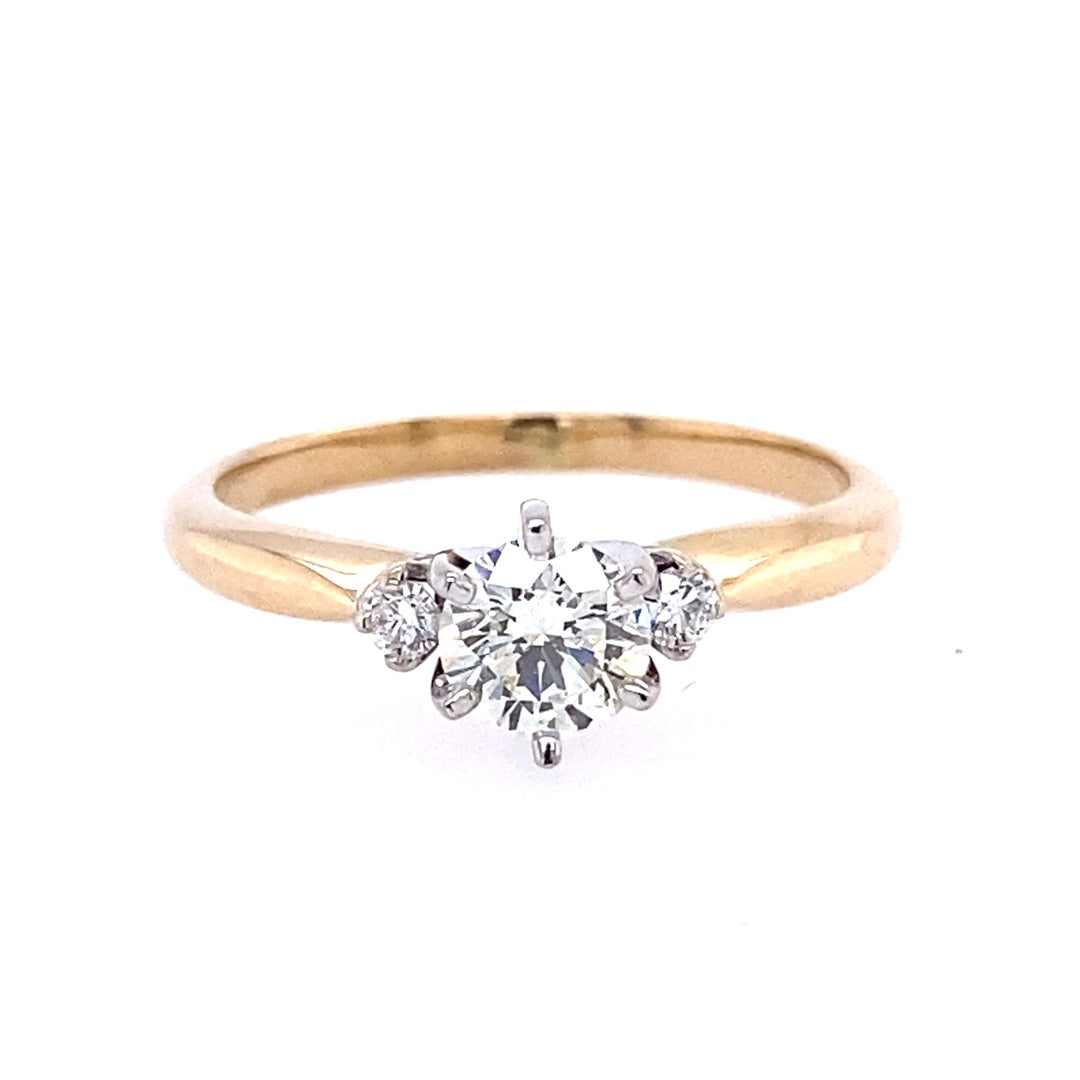 Beeghly & Co. 14 Karat Yellow Gold 3 Stone Round Shape Diamond Engagement Ring 101T3
