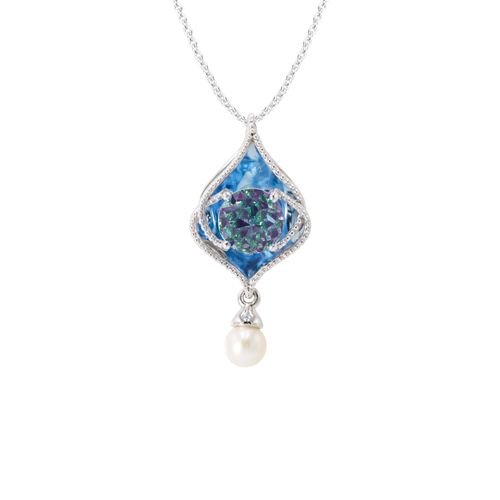 Galatea Jewelry by Artist 14 Karat Drop Blue Topaz Pendant DVC12WBT