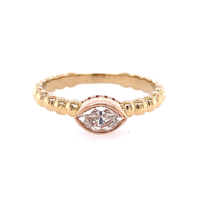 Beeghly & Co. 14 Karat Yellow Gold Bezel Set Marquise Diamond Engagement Ring BCR-81