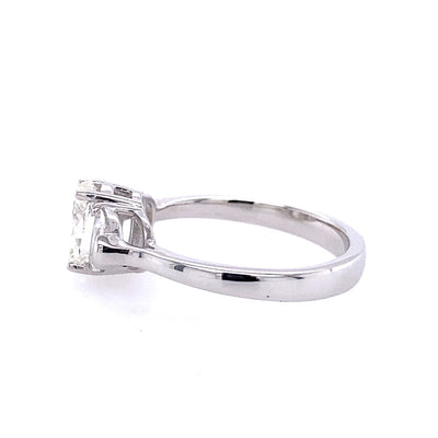 Beeghly & Co. 14 Karat White Gold 3 Stone Oval Diamond Engagement Ring with Half Moon Sides  BCR-77