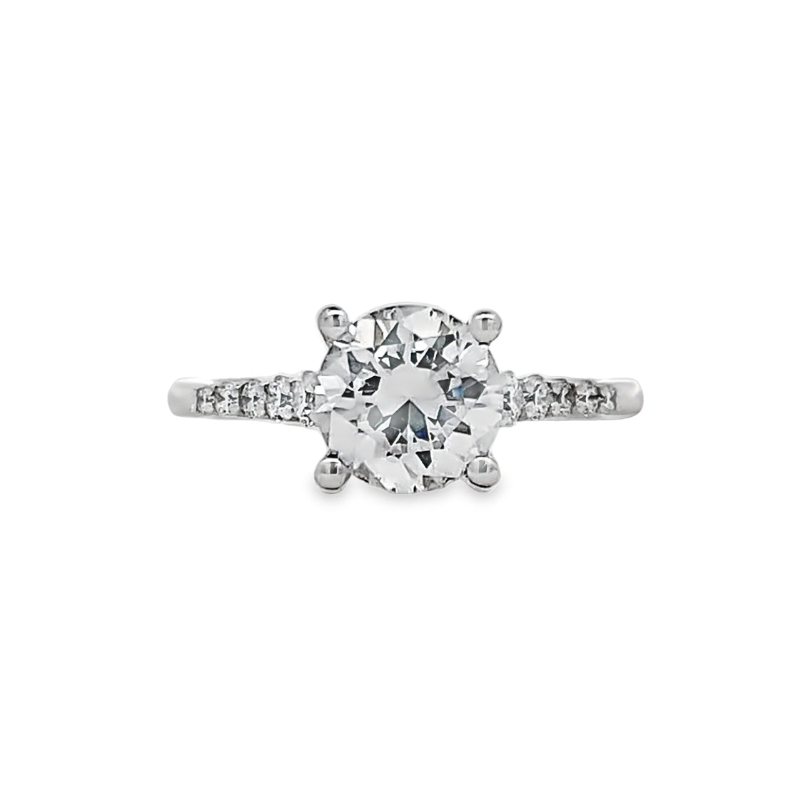 Gabriel & Co. 14 Karat White Gold Side Stones Round Diamond Engagement Ring ER11755R6W44JJ