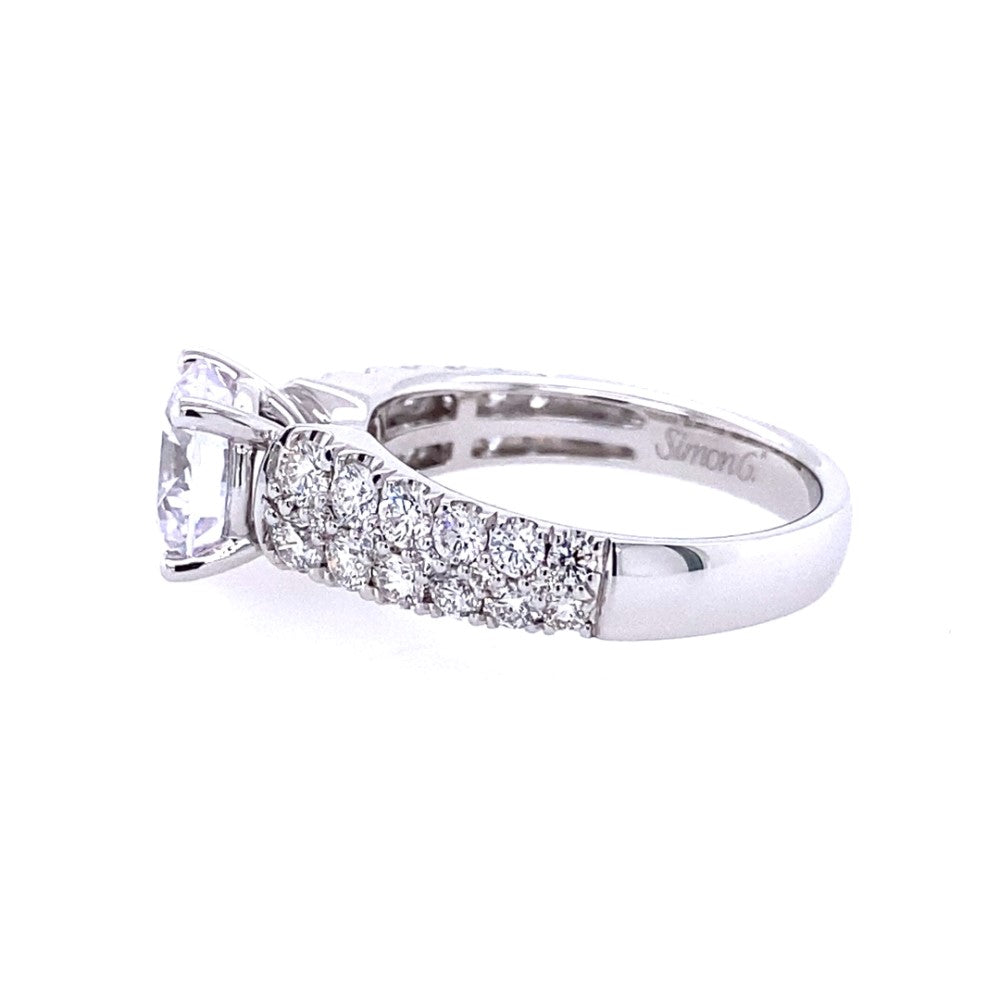 Simon G Jewelry 18 Karat White Gold Side Stones Round Shape Engagement Ring LR2599