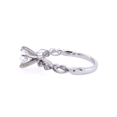 Allison Kaufman Co. 14 Karat White Gold Side Stones Diamond Engagement Ring L7776