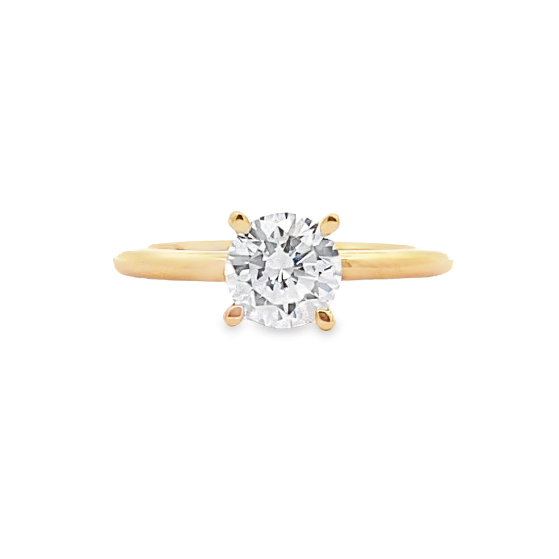 FANA 14 Karat Yellow Gold with Side Stones Round Shape Engagement Ring S4013/YG