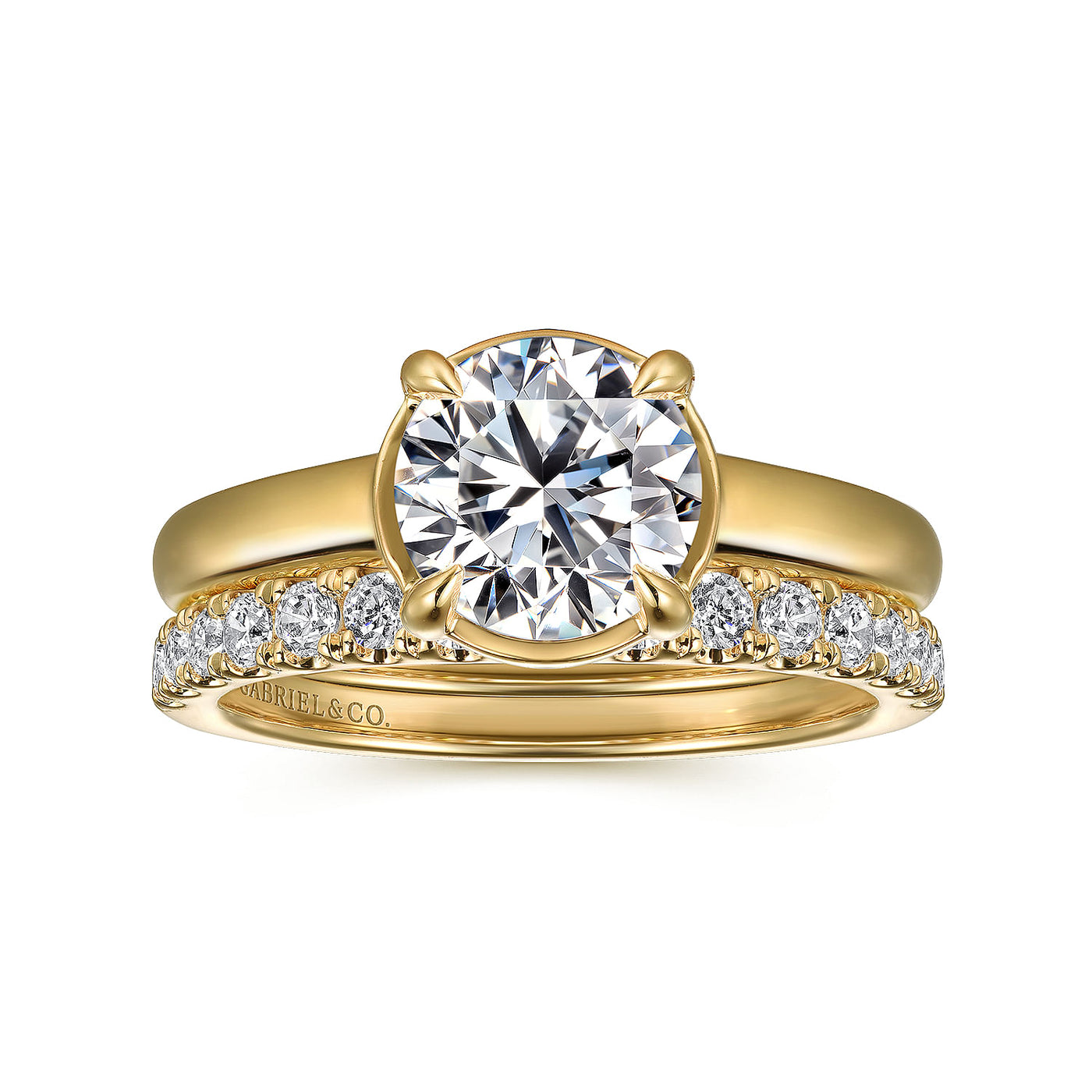 Gabriel & Co. 14 Karat Yellow Gold Round Diamond Engagement Ring ER16491R6Y44JJ