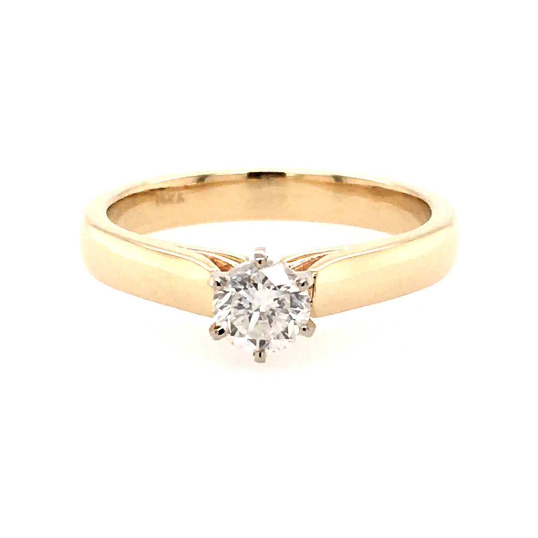 Beeghly & Co. 14 Karat Yellow Gold Solitaire Round Shape Diamond Engagement Rings DIA SOL ROUND