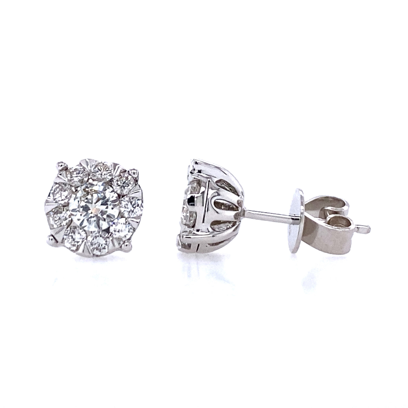 14 Karat 1 CTW Diamond Cluster Stud Earrings "Big Bang Collection"