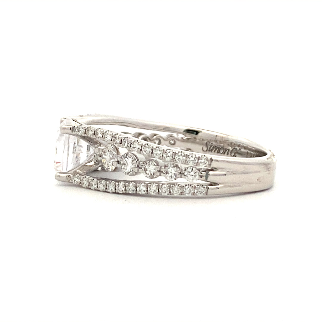 Simon G Jewelry 18 Karat White Gold Side Stones Round Diamond Engagement Ring MR2248-D