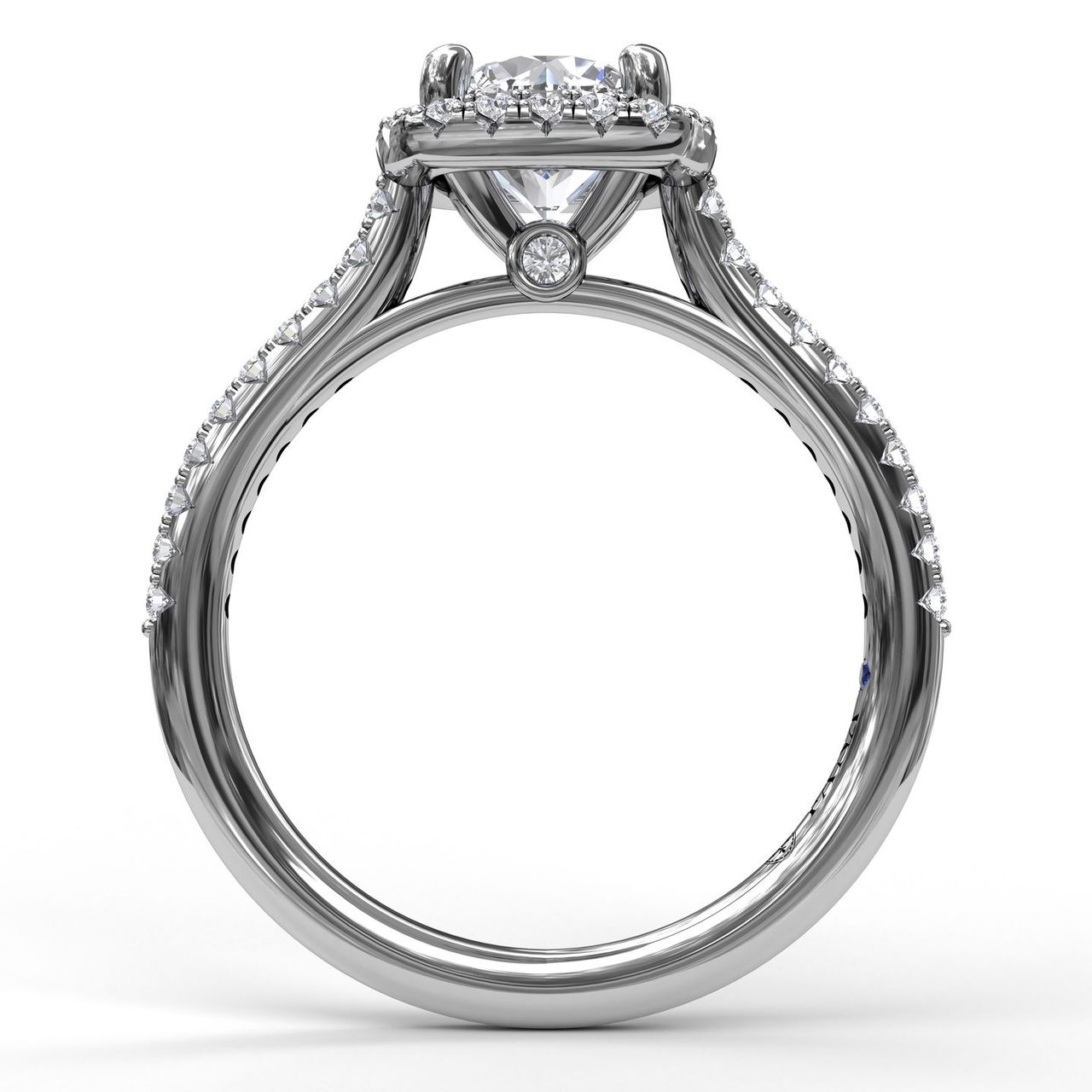 FANA 14 Karat White Gold Halo Round Shape Engagement Ring S3790/WG
