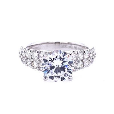 Simon G Jewelry 18 Karat White Gold Side Stones Round Shape Engagement Ring LR2599