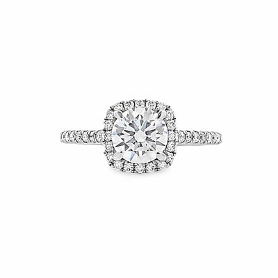 FANA 14 Karat White Gold Halo Round Shape Engagement Ring S3790/WG