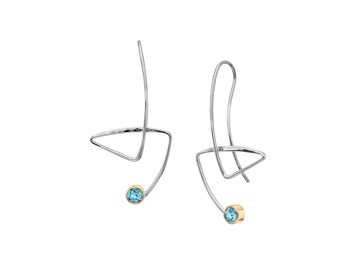 E. L. Designs Sterling Silver/ Gold Drop Earrings Gemstone Earrings EA72242BT