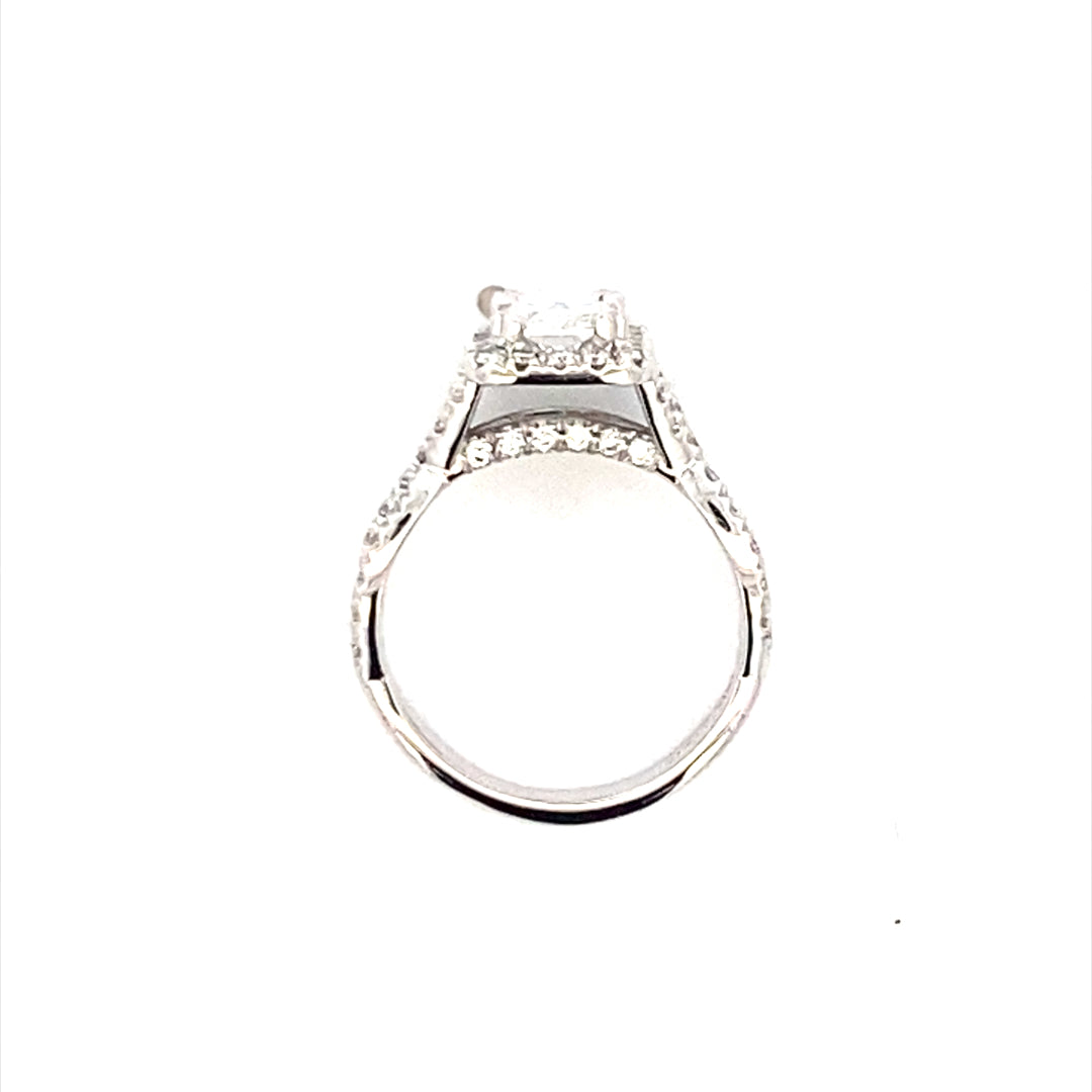 Beeghly & Co. 14 Karat White Gold Halo Radiant Lab-Grown and Natural Diamond Engagement Ring