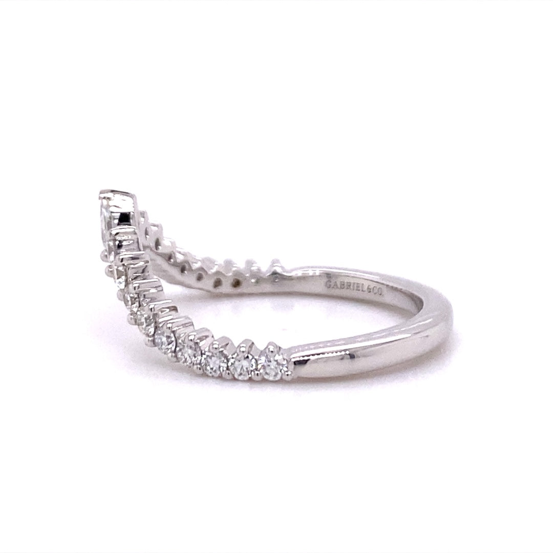 Gabriel & Co. 14 Karat White Gold Diamond Curved Wedding Band WB15589r4w44jj
