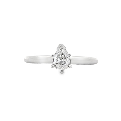 Beeghly & Co. 14 Karat White Gold Solitaire Pear Shape Diamond Engagement Ring