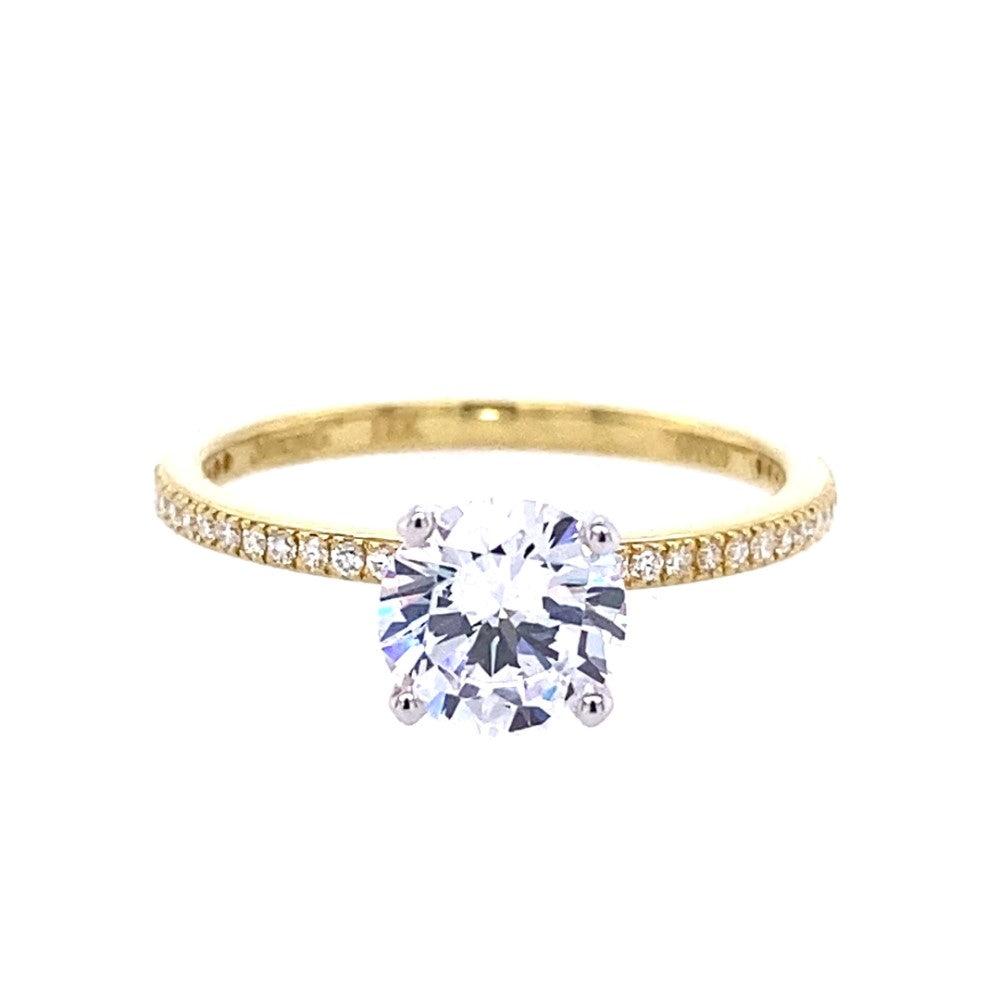 Simon G Jewelry 18 Karat Two-Tone Side Stones Round Shape Engagement Ring PR108