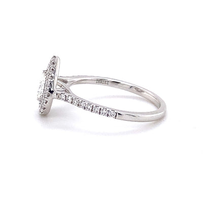 Zeghani 14 Karat White Gold Halo Pear Shape Engagement Ring ZR1870