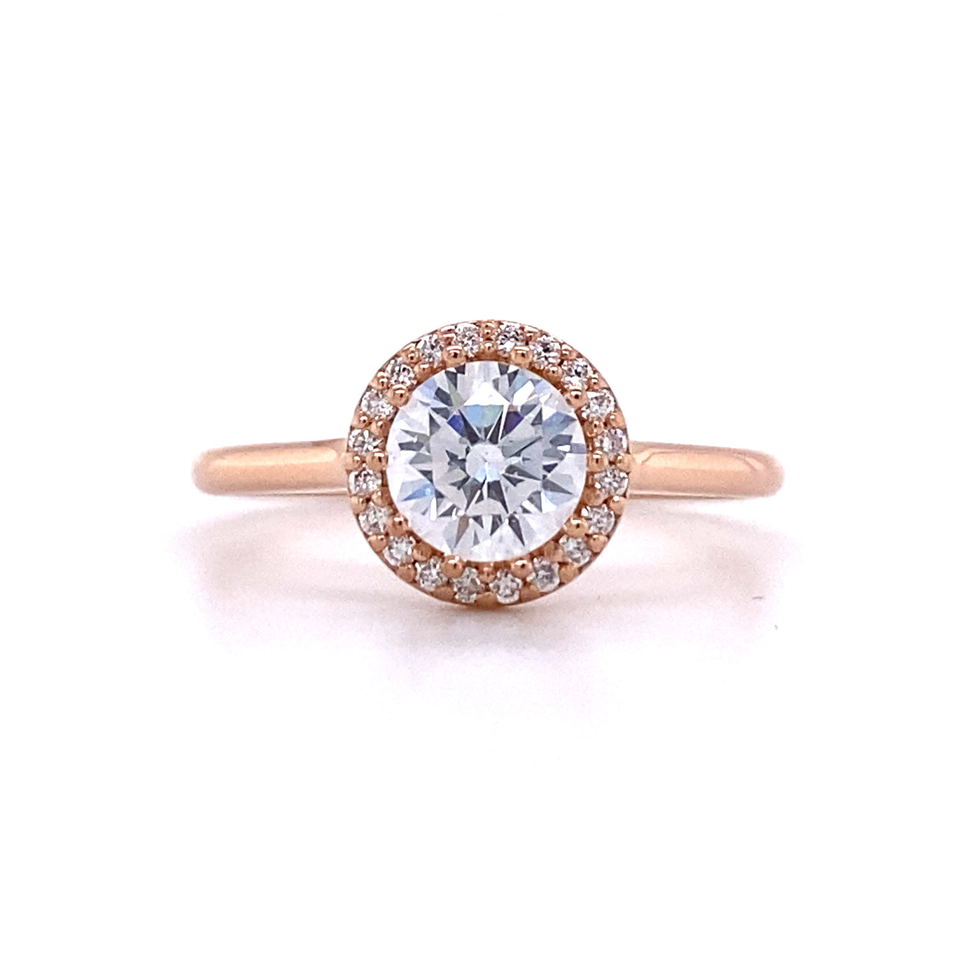 Beeghly & Co. 14 Karat Rose Gold Halo Round Shape Engagement Ring BCR-86