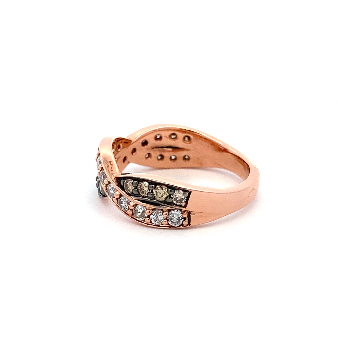 Beeghly & Co. 14 Karat Rose Gold Champagne Diamond Twist Ring