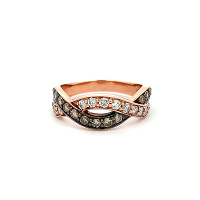 Beeghly & Co. 14 Karat Rose Gold Champagne Diamond Twist Ring