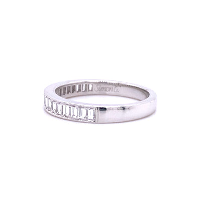Simon G Jewelry 18 Karat White Gold Baguette Diamond Wedding Band - Women's MR4004