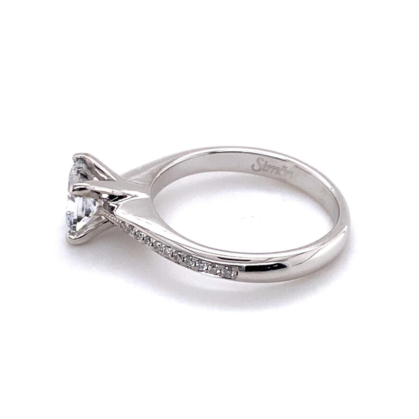 Estate Simon G. 18 Karat White Gold Princess Cut Engagement Ring MR1507